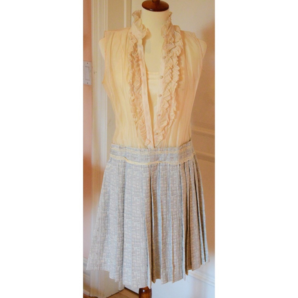 Pretty beige and blue grey dress
